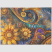 Papier Mousseline Découpage Whimsical Abstrait Floral Paisley Art (Recto)