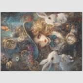 Papier Mousseline Découpage Whimsical Alice Wonderland Rabbits (Recto)