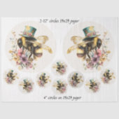 Papier Mousseline Decoupage Whimsical Bee 12" Rounds 4" Coasters (Recto)