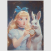 Papier Mousseline Decoupage Whimsical Blonde Blue Headband & Rabbit (Recto)