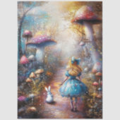Papier Mousseline Decoupage Whimsical Blonde Girl & Rabbit Forest (Recto)