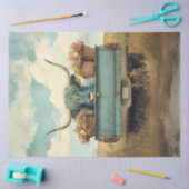 Papier Mousseline Découpage Whimsical Blue Haired Highland Vache Cam (Artisanat)