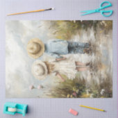 Papier Mousseline Découpage Whimsical Boy Girl Walking Mud Road (Artisanat)