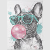 Papier Mousseline Decoupage Whimsical Bubble Gum Bulldog (Recto)