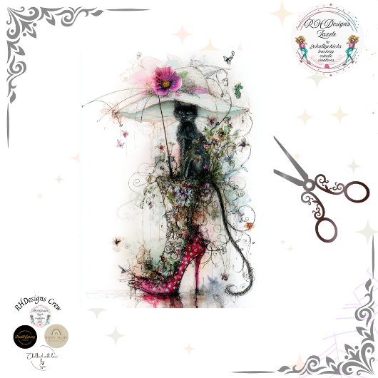 Papier Mousseline Decoupage Whimsical Cat Parasol Catwalk Companions