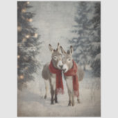 Papier Mousseline Decoupage Whimsical Christmas Donkeys Red Scarves (Recto)