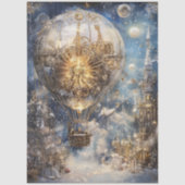 Papier Mousseline Découpage Whimsical Christmas Hot Air Balloon Bleu (Recto)
