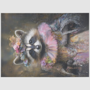 Papier Mousseline Découpage Whimsical Colorful Racoon habillé