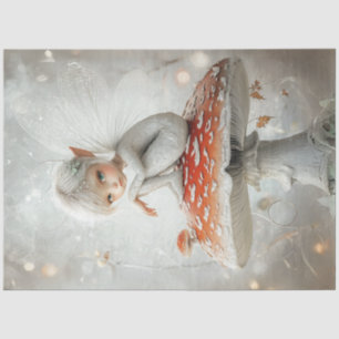 Papier Mousseline Découpage Whimsical Fairy Rouge Champignons ailes