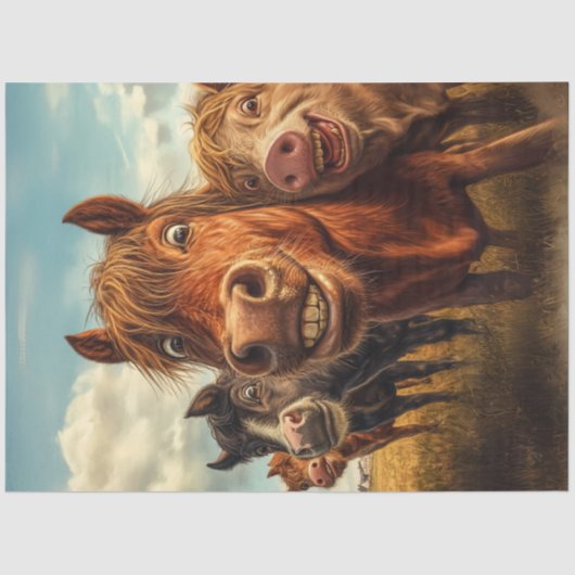 Papier Mousseline Découpage Whimsical Funny Animal Pose (Recto)