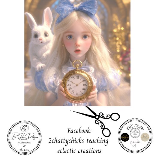 Papier Mousseline Decoupage Whimsical Girl & Rabbit on Adventures