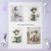 Papier Mousseline Decoupage Whimsical Highland Calves and Cats (Artisanat)