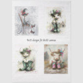 Papier Mousseline Decoupage Whimsical Highland Calves and Cats (Recto)