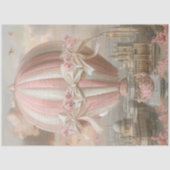 Papier Mousseline Découpage Whimsical Hot Air Balloon rose blanc (Recto)