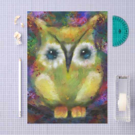 Papier Mousseline Découpage Whimsical Impressionistic Owl Bird (Artisanat)