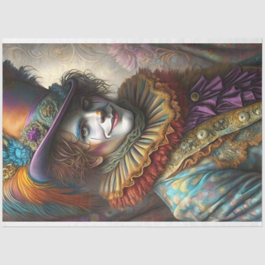 Papier Mousseline Découpage Whimsical Jester (Recto)