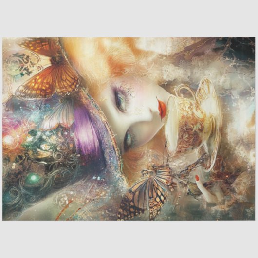 Papier Mousseline Découpage Whimsical Lady Tea Time Adventures (Recto)