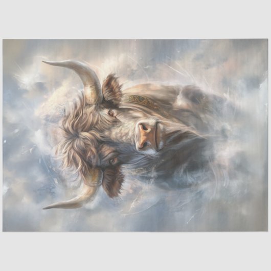 Papier Mousseline Découpage Whimsical Majestic Bull Grandes cornes (Recto)