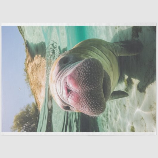 Papier Mousseline Découpage Whimsical Ocean Bruyant Manatee (Recto)