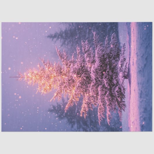 Papier Mousseline Découpage Whimsical Pastel Pink Christmas Tree (Recto)