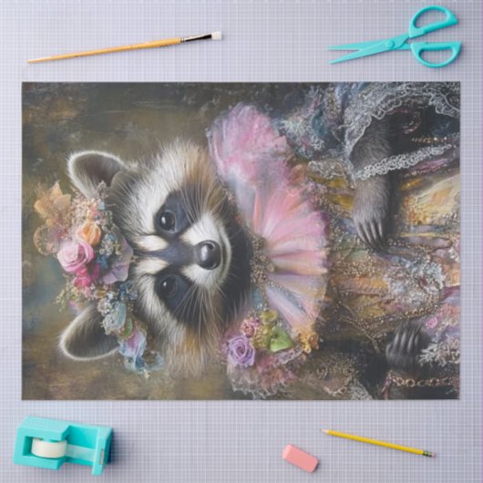 Papier Mousseline Découpage Whimsical Raccoon Ruffled Colos (Artisanat)