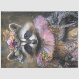 Papier Mousseline Découpage Whimsical Raccoon Ruffled Colos