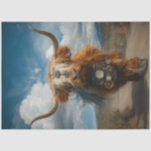 Papier Mousseline Découpage Whimsical Red Steampunk Highland Gears (Recto)