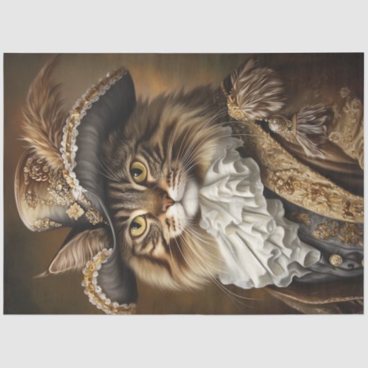 Papier Mousseline Découpage Whimsical Royal Chat Français Attire (Recto)