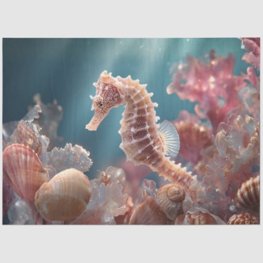 Papier Mousseline Decoupage Whimsical Seahorse Underwater World (Recto)