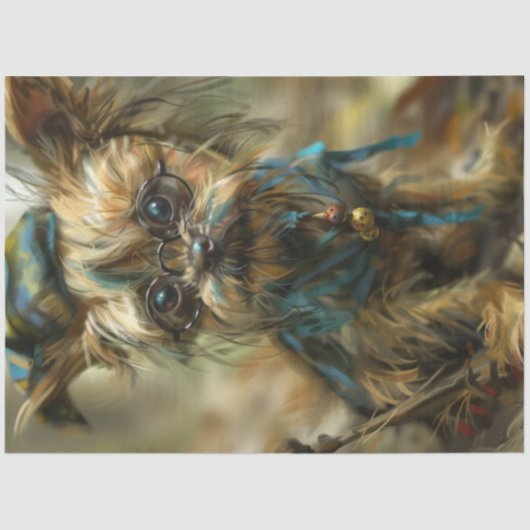 Papier Mousseline Découpage Whimsical Shaggy Yorkie (Recto)