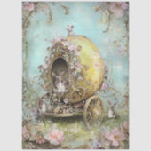 Papier Mousseline Decoupage Whimsical Spring Easter Rabbit Carriage (Recto)