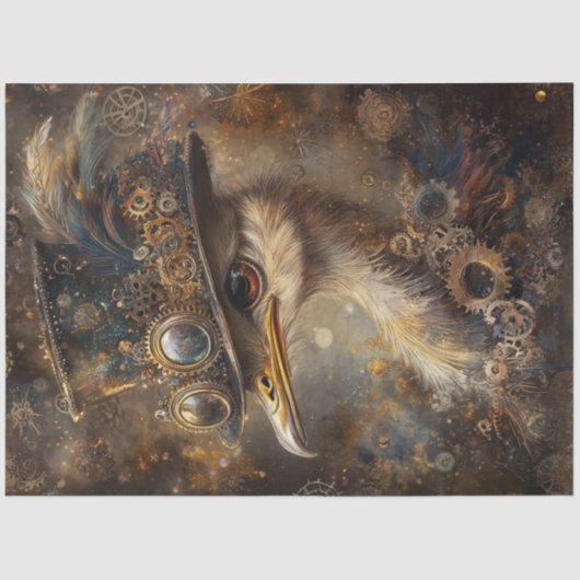 Papier Mousseline Découpage Whimsical Steampunk Ostrich Chapeau supé (Recto)