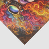 Papier Mousseline Decoupage Whimsical Steampunk Trickster Magic Cat (Détail)