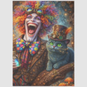 Papier Mousseline Decoupage Whimsical Steampunk Trickster Magic Cat (Recto)