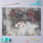 Papier Mousseline Découpage Whimsical Valentine Portrait de dame (Artisanat)