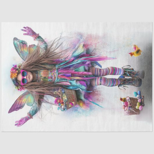 Papier Mousseline Découpage Whimsical Vibramment habillé Fille de Pâ (Recto)