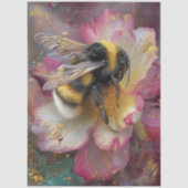 Papier Mousseline Decoupage Whimsical Vibrant Bumble Bee Pink Flower (Recto)