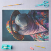 Papier Mousseline Découpage Whimsical Vibrant Coloured Beach Manatee (Artisanat)