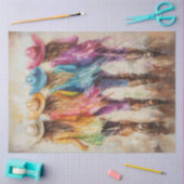 Papier Mousseline Découpage Whimsical Vibrant Coloured Cowgirls (Artisanat)