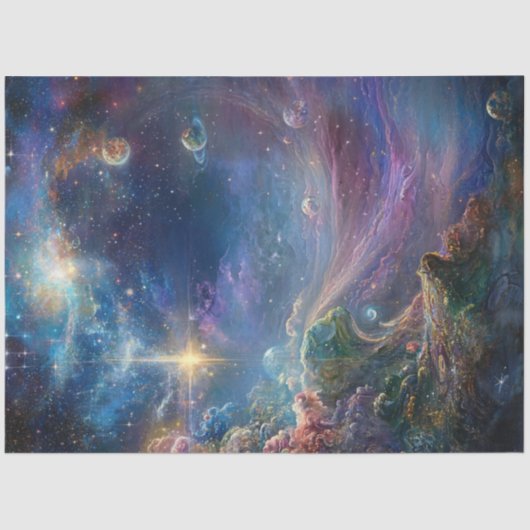 Papier Mousseline Découpage Whimsical Vibrant Paysages Terrains (Recto)