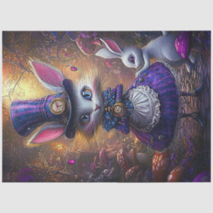 Papier Mousseline Découpage Whimsical Victorian Rabbit Gold & Purple