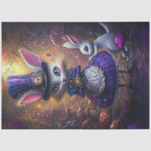 Papier Mousseline Découpage Whimsical Victorian Rabbit Gold & Purple