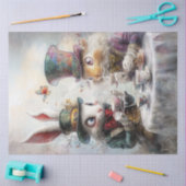 Papier Mousseline Découpage Whimsical Victorian Rabbits Tea Party (Artisanat)