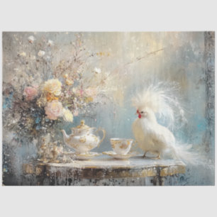 Papier Mousseline Découpage Whimsical White Bird French Tea Party