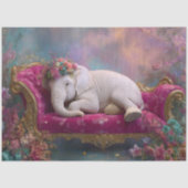 Papier Mousseline Decoupage Whimsical White Elephant Chaise Lounge  (Recto)