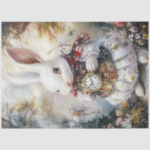 Papier Mousseline Découpage Whimsical White Rabbit Alice Aventures