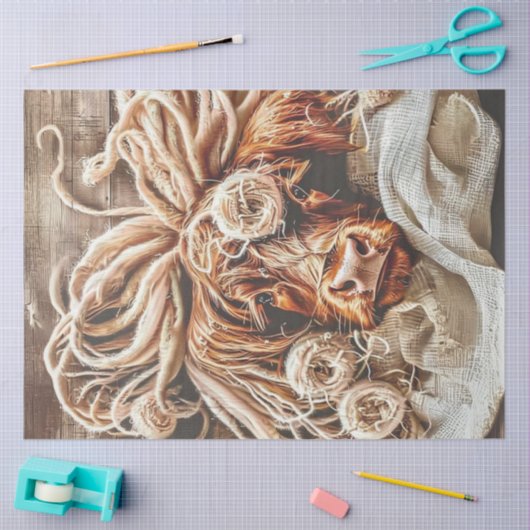 Papier Mousseline Découpage Whimsland Vache Dreadlocks paille (Artisanat)