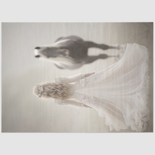 Papier Mousseline Decoupage Whispers of Wedding Day Lady & Horse (Recto)