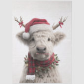 Papier Mousseline Decoupage White Highland Calf Antlers Candy Cane (Recto)