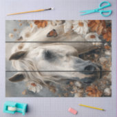 Papier Mousseline Decoupage White Horse Plank Wall Whispers Meadow (Artisanat)